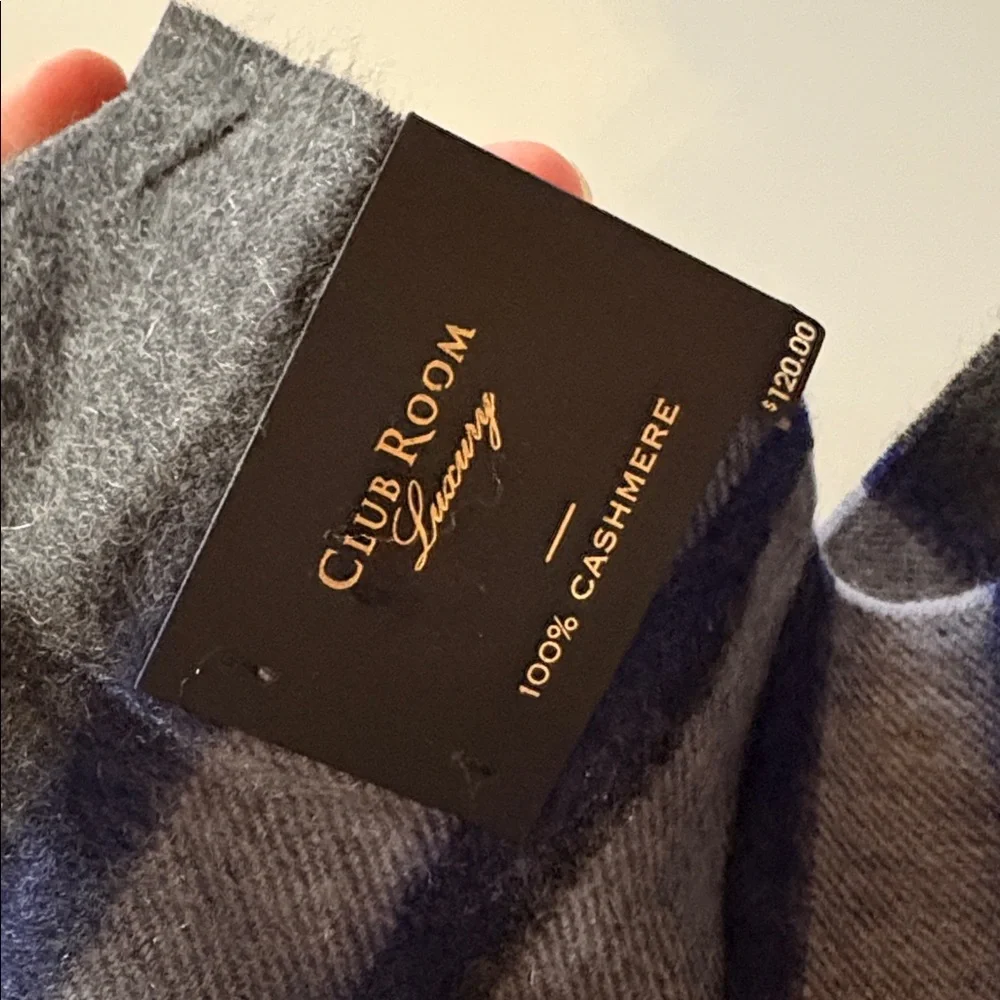 [Club Room] Black/Blue Cashmere Striped Scarf - One Size NWT